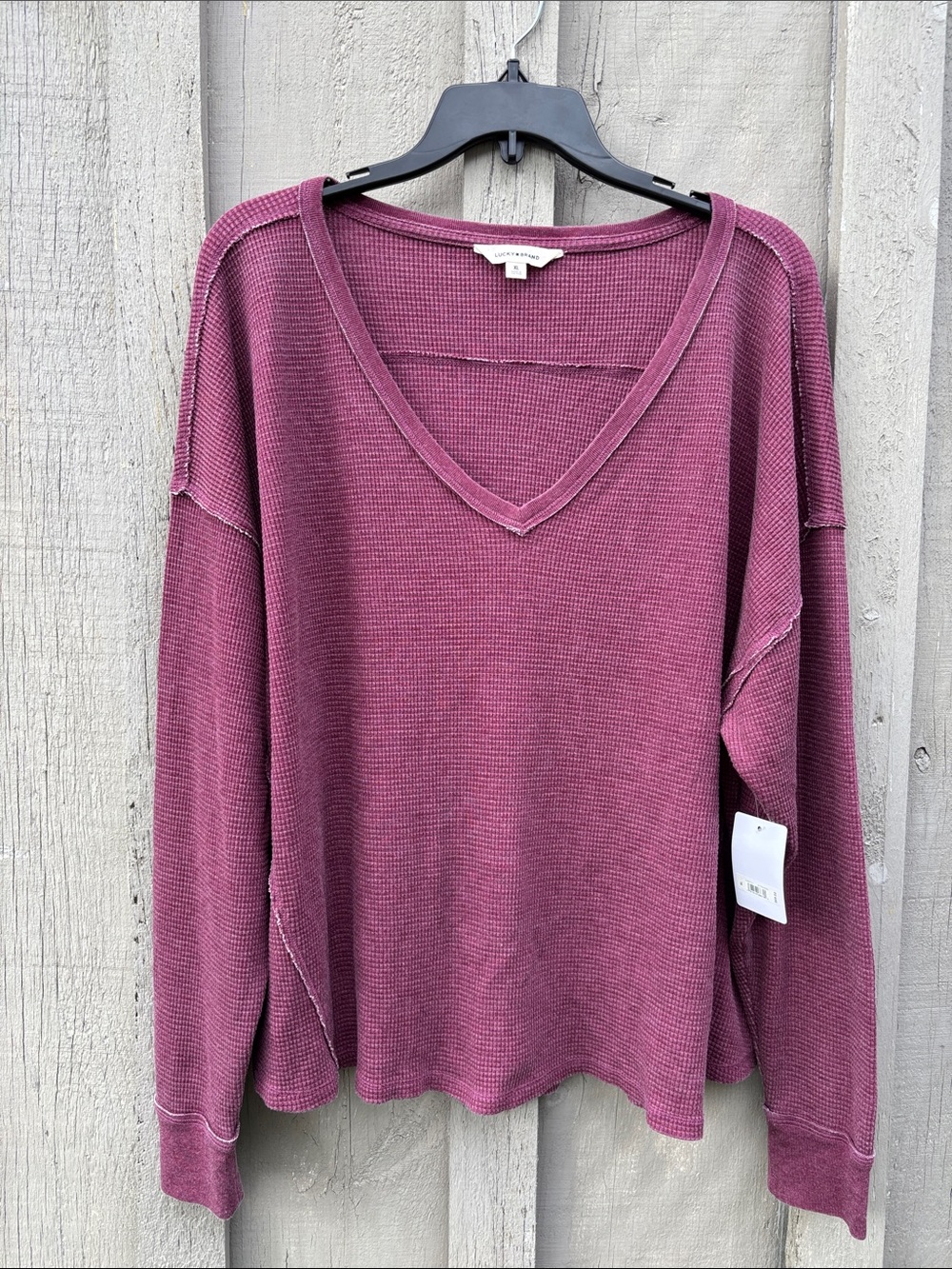Lucky Brand V-Neck Waffle Knit Top